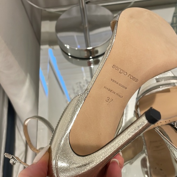 Brand New! NWT SERGIO ROSSI embossed leather silver and transparent heel. - Picture 5 of 8